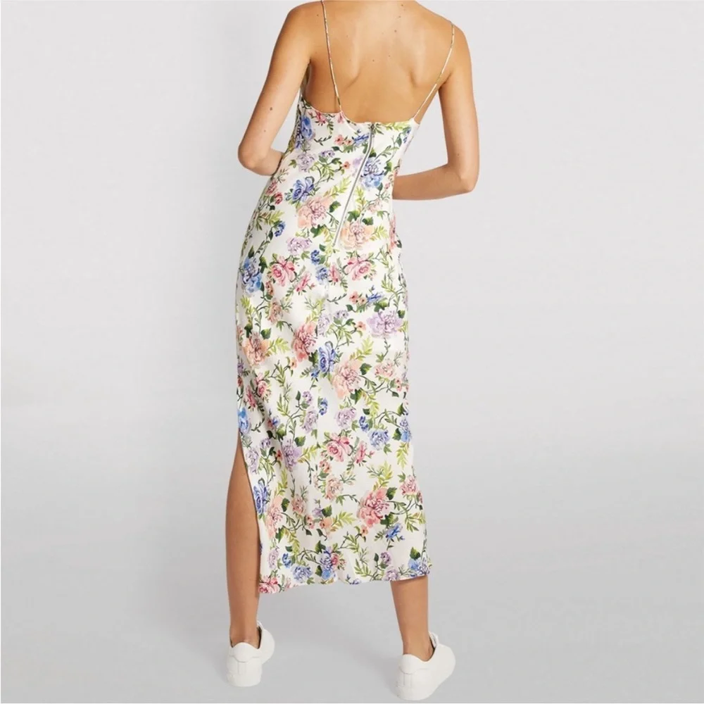 NWT Alice + Olivia Gardenia Floral Harmony Midi Slip Dress